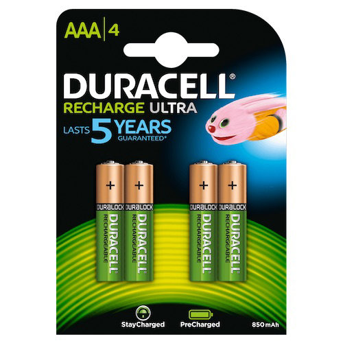 4 Batterie Ministilo AAA Ricaricabili 900mAh Ultra NiMH Duracell